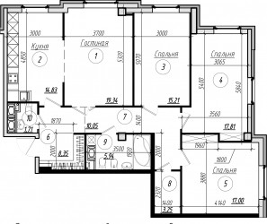 Четырёхкомнатная квартира 113.3 м²